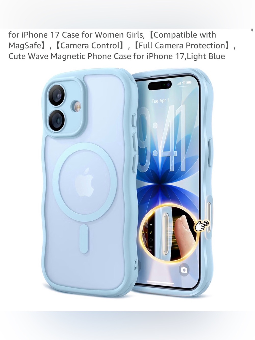 Light Blue Magnetic Protective Phone Case for iPhone 17 NEW